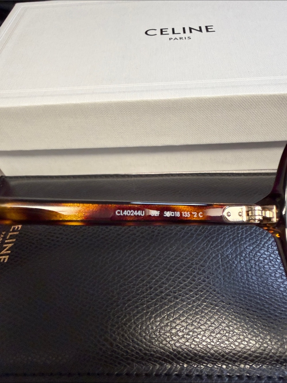 CELINE CL40244U 52F Shiny Dark Havana/Brown Gradient 56-18-135 Sunglasses New - Picture 4 of 8